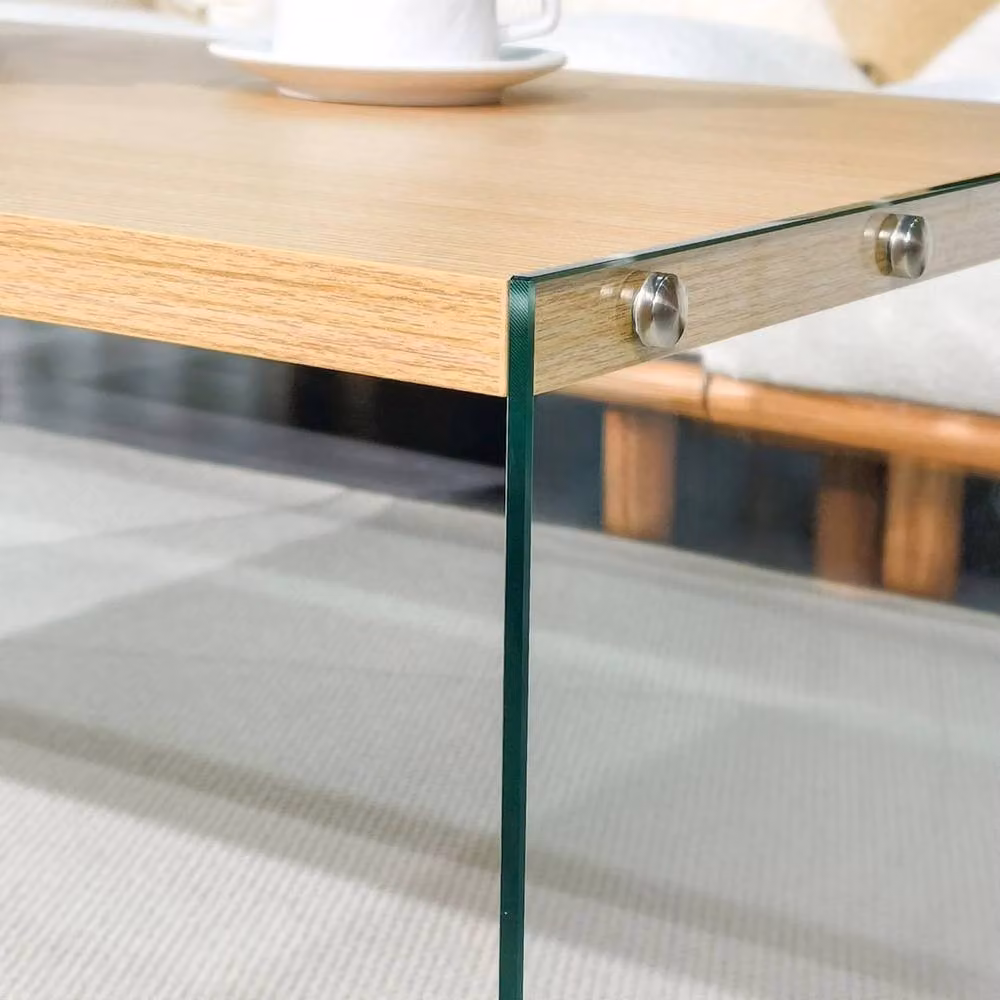 SPETLEK Minimalist Rectangular Wooden Coffee Table in Natural Sand – 2