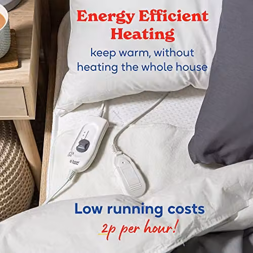 Russell Hobbs White Single Fitted Electric Heated Underblanket with 3 Heat Settings, W/D/H: 70 x 150 cm – 3