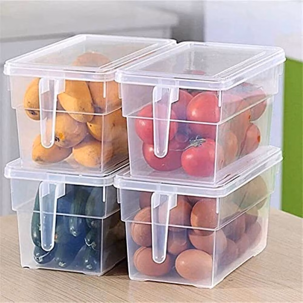 SPETLEK Set of 4 Clear Plastic Fridge Food Storage Containers with Lids – 2