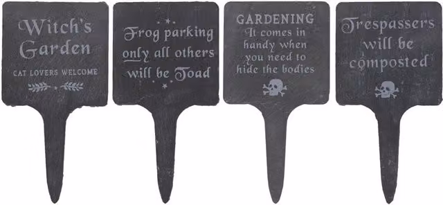 Kingsbury Gifts Set of 4 Witches Halloween Slate Garden Signs in Black