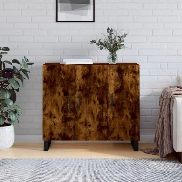 Berkfield Home Smoked Oak Sideboard in Brown, W/D/H: 90 x 34 x 80 cm – 1