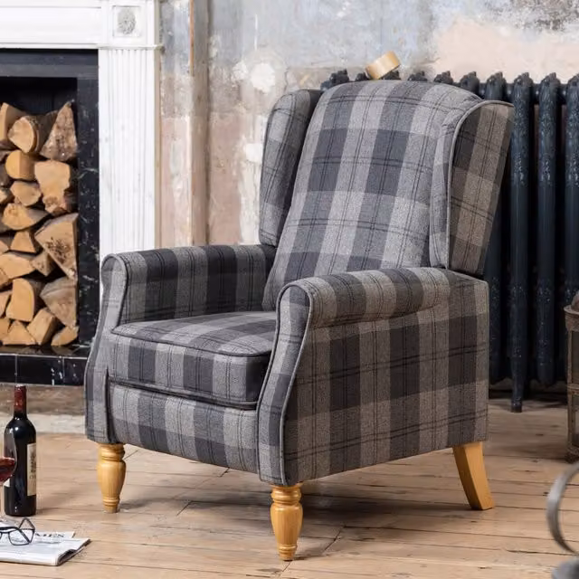 Artemis Home Stanfield Classic Fabric Recliner Armchair in Grey