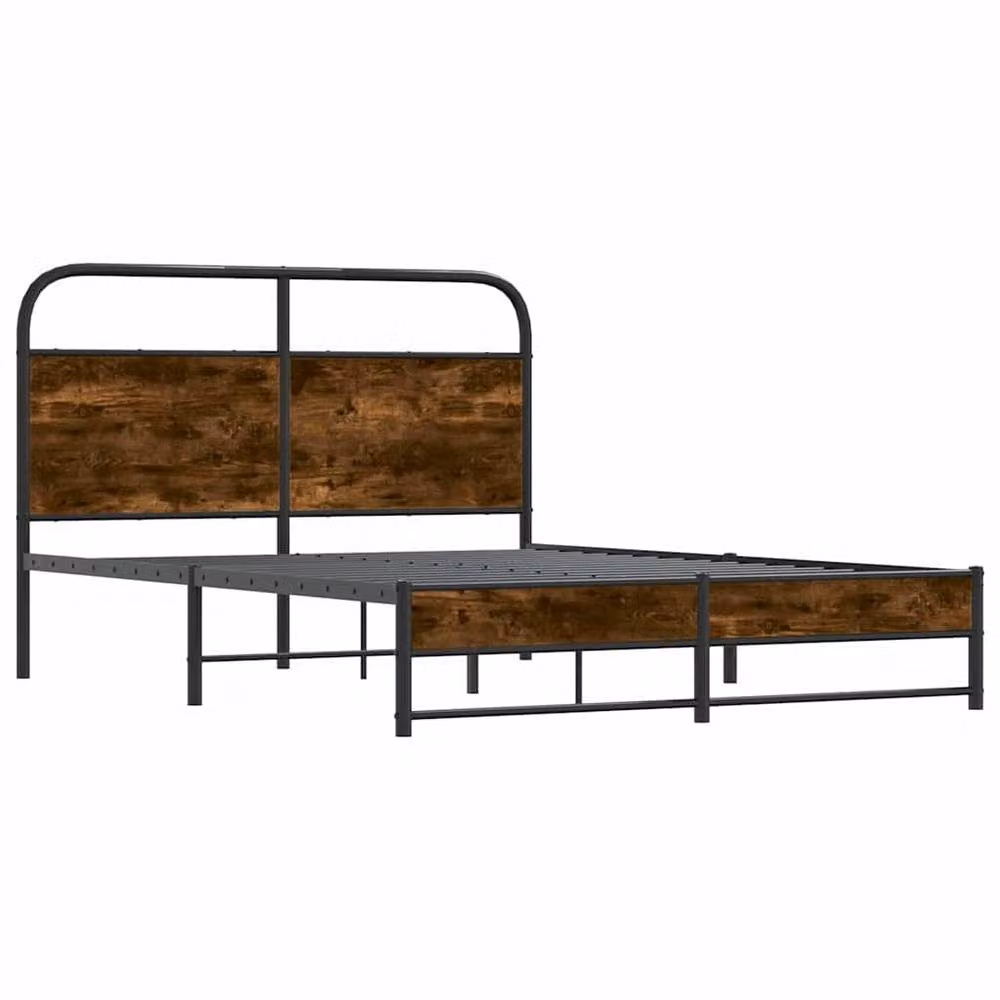 Berkfield Home Bed Frame in Smoked Oak, Brown, W/D/H: 140 x 190 x 100 cm – 2
