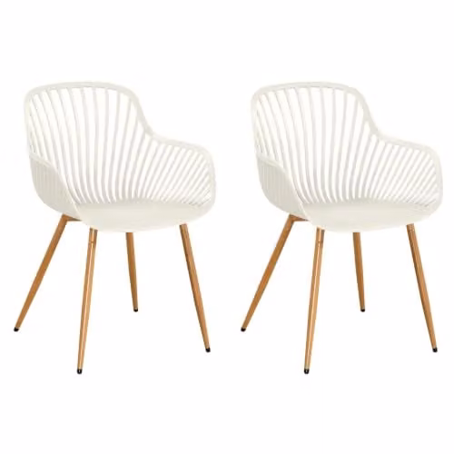 Core Products Sunray Outdoor Dining Armchairs, Set of 2 Weather-Resistant Bistro Chairs in White and Green – 1