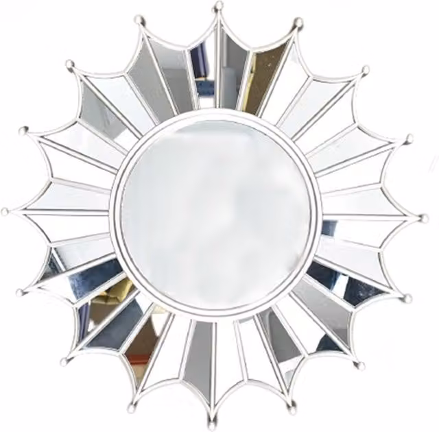 Biznest Round Umbrella Style Modern Glass Wall Mirror in Silver