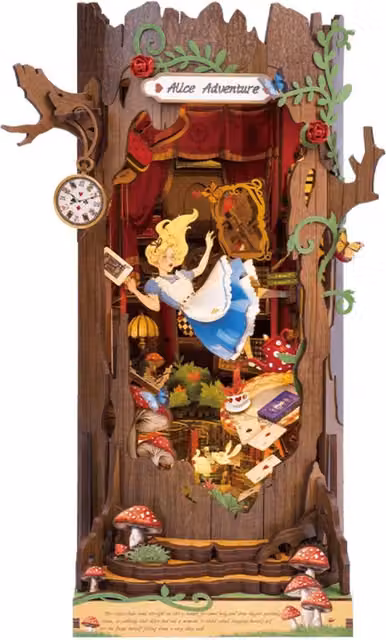 Syntego Fall Into Wonder Enchanted Garden Wooden Book Nook Puzzle Display in Brown and Orange