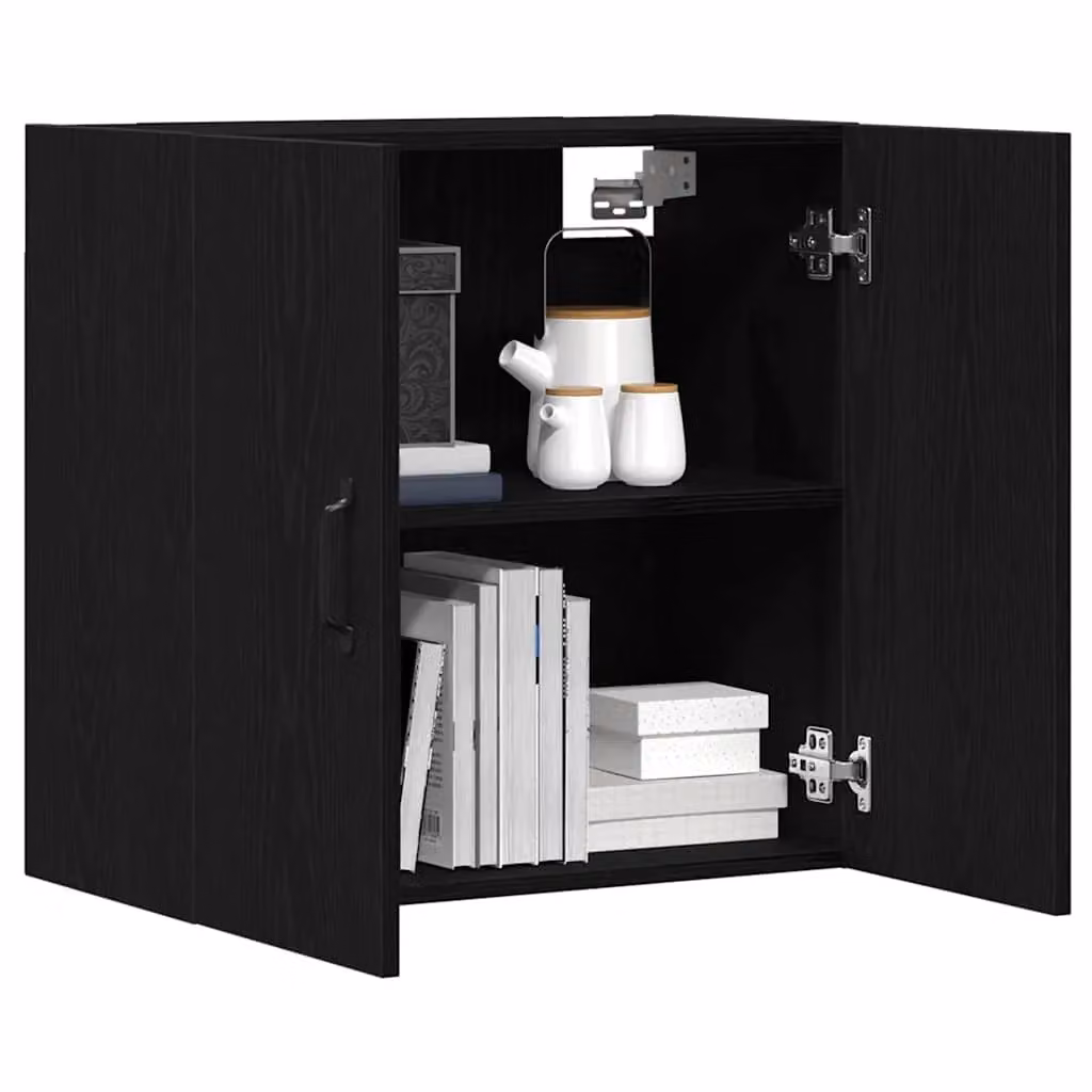 Berkfield Home Black Oak Wall Cabinet with Hinged Doors, W/D/H: 60 x 31 x 60 cm – 3