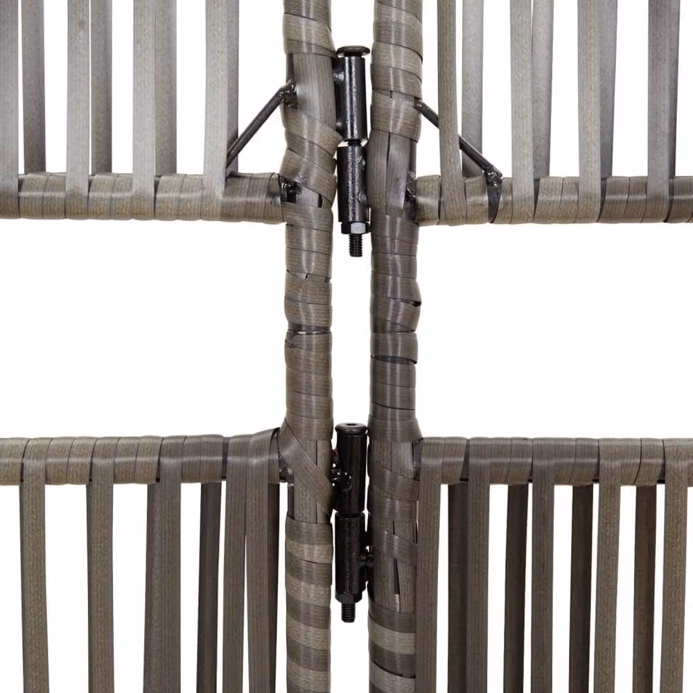 Berkfield Home 3-Panel Grey Poly Rattan and Steel Room Divider – 4