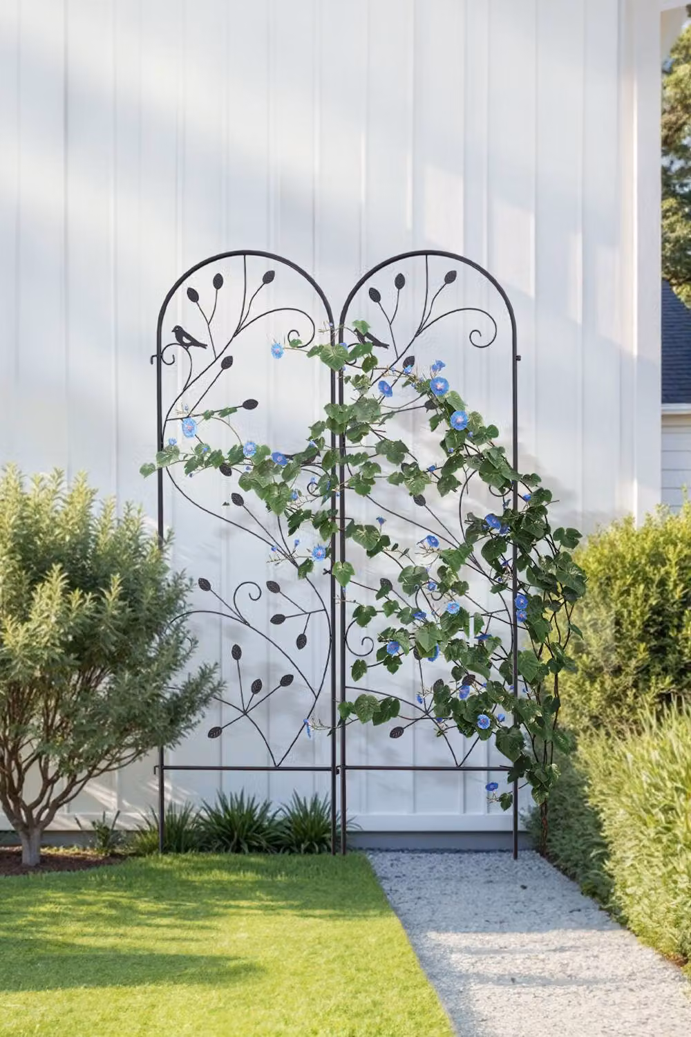 Living and Home 2-Piece Metal Garden Trellis for Climbing Plants in Black, H 176.5 x W 50 cm – 2