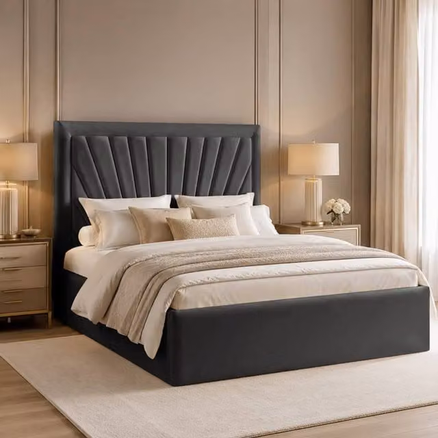 Desire Deco Ariana Plush Velvet Ottoman Storage Bed Frame in Charcoal Grey, W/D/H: 180 x 200 cm – 1