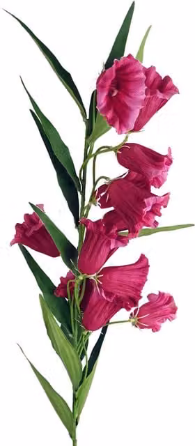 Pink Trumpet Artificial Flower Stem with Textile Leaves