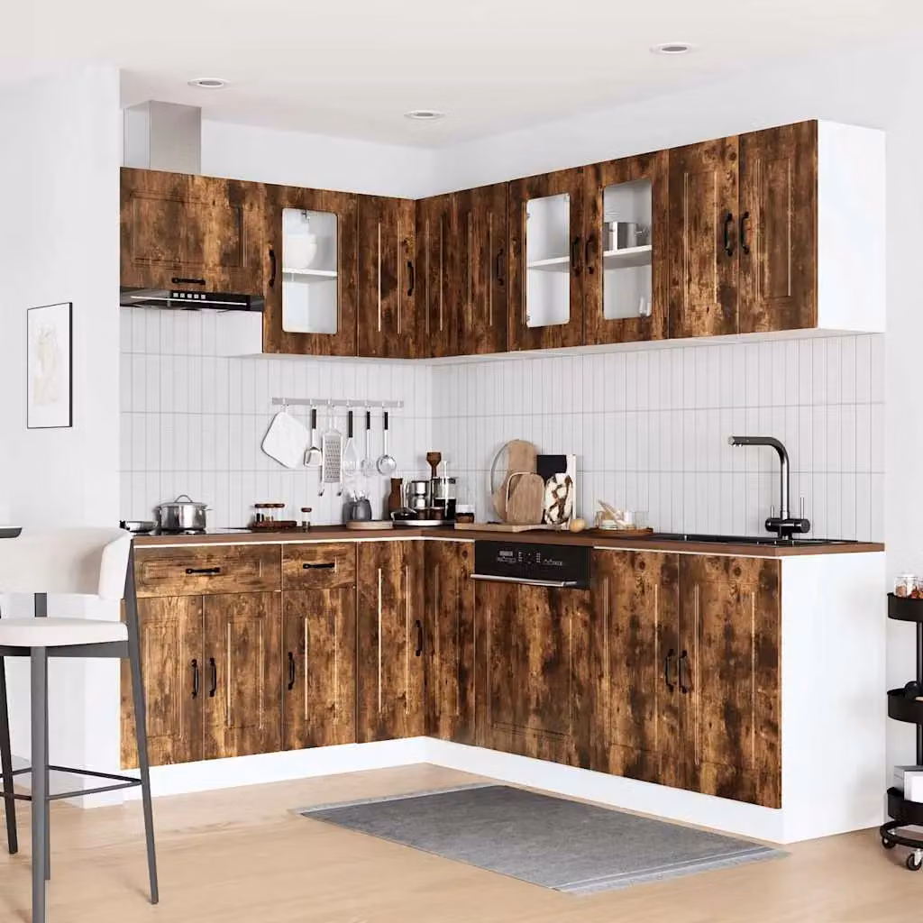 Berkfield Home Kalmar 11 Piece Modern Kitchen Cabinet Set in Smoked Oak Brown Engineered Wood – 2