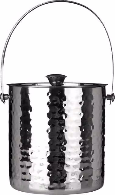 Orsina Stainless Steel Hammered Effect Ice Bucket with Lid in Silver – 2