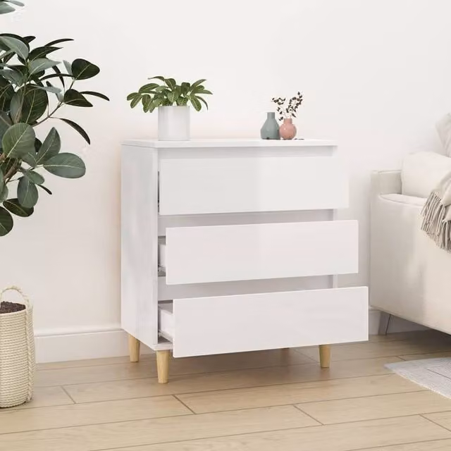 Berkfield Home High Gloss White Modern Sideboard, W: 60 cm, D: 35 cm, H: 70 cm