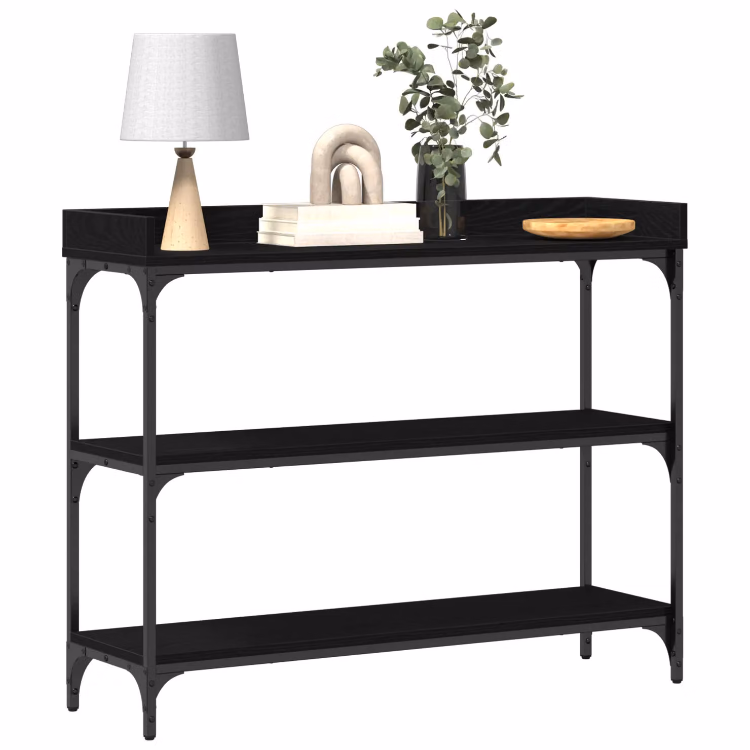 Berkfield Home Black Oak Console Table, W/D/H: 100 x 30 x 80 cm – 3