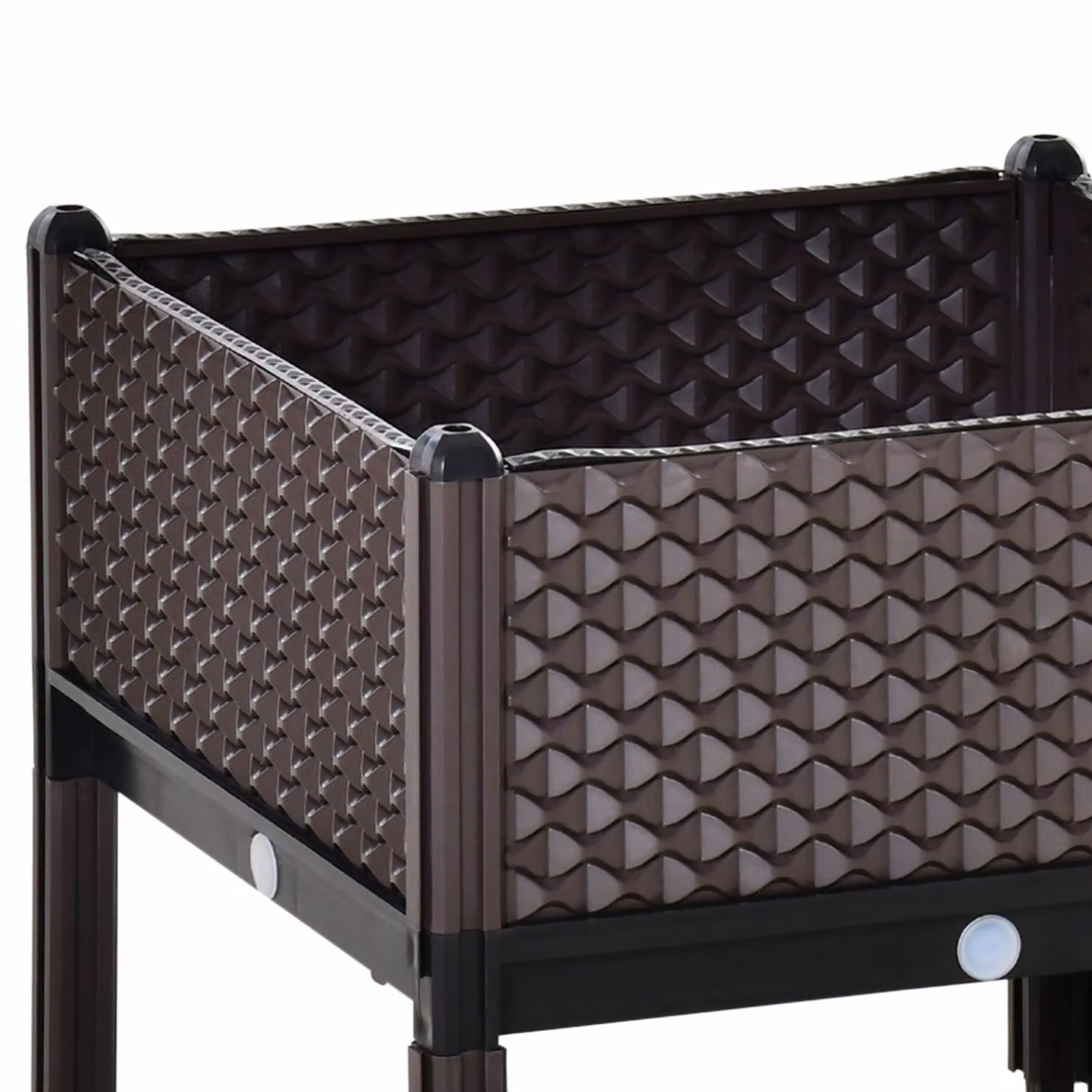 Outsunny Set of 2 Brown Plastic Self-Watering Raised Garden Bed Planter Boxes W/D/H: 50 x 50 x 46.5 cm – 7