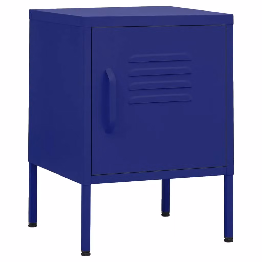 Berkfield Home Set of 2 Modern Navy Blue Metal Nightstands, W/D/H: 35 x 35 x 51 cm – 2