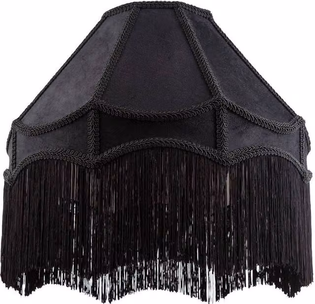 Happy Homewares Traditional Victorian Empire Soft Velvet Lamp Shade with Tassels in Black, Diameter: 30.48 cm – 1