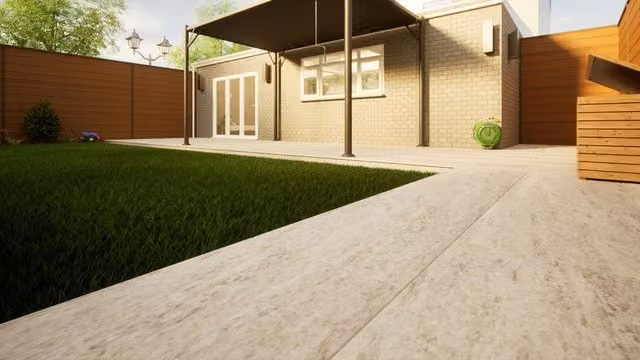 PBSL Group Travertine Dark Porcelain Paving Field Tile, Brown and Beige, W: 900 mm, D: 600 mm, H: 20 mm