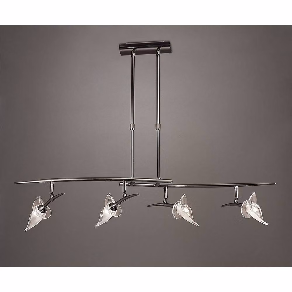 Netlighting Flavia Telescopic Adjustable Linear Bar Pendant Light in Black Chrome with 4 G9 Lights – 2