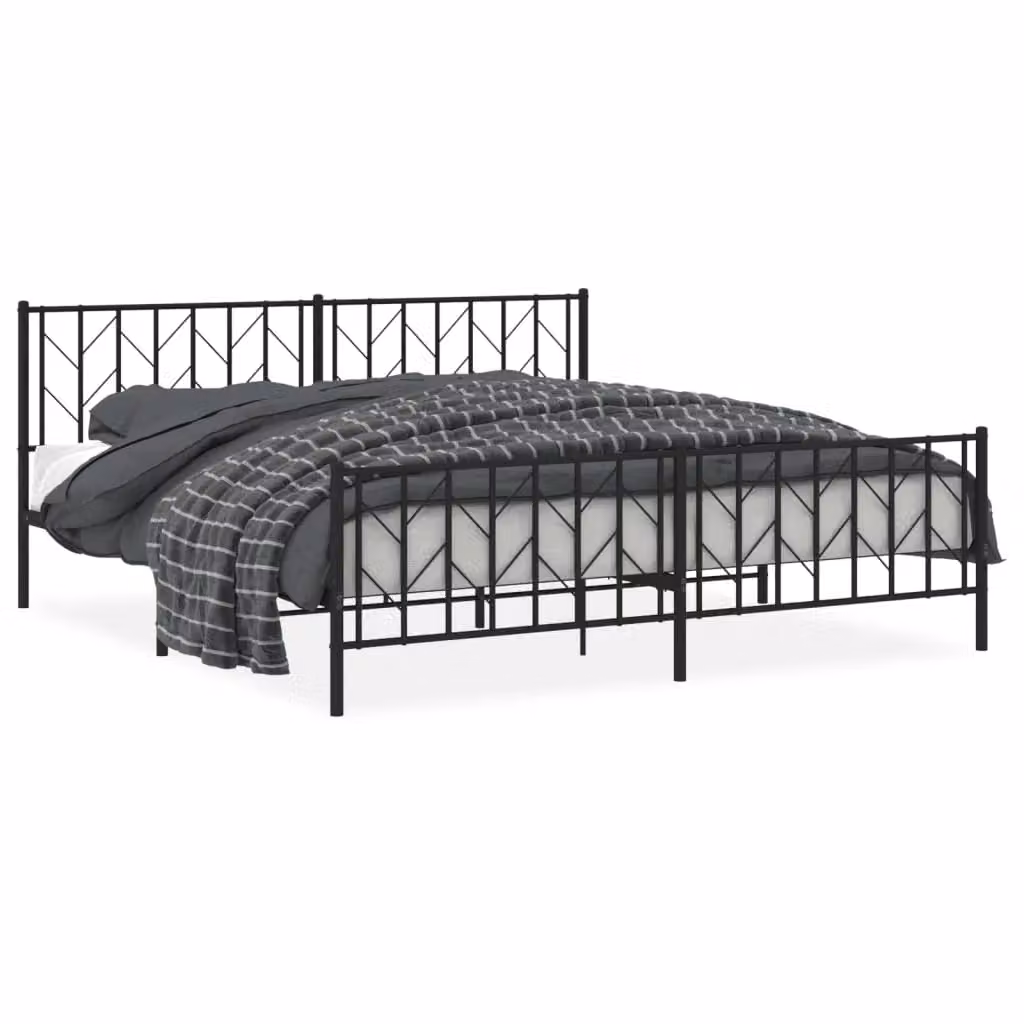 Berkfield Home Metal Bed Frame with Footboard, Black, W/D/H: 193 x 203 cm – 2