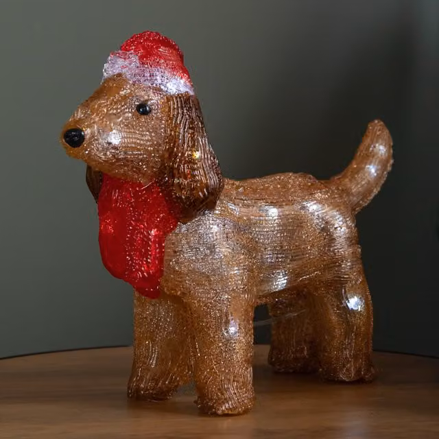 Samuel ALEXANDER Battery Operated Light Up Christmas Ice Dachshund with 30 Cool White LEDs, White, Height: 25 cm – 1