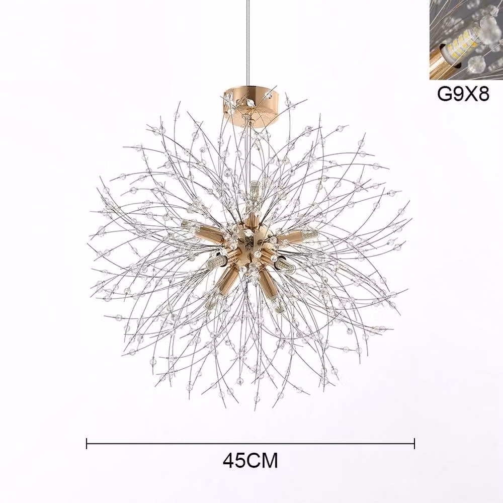 EONLION Gold Dandelion Chandelier LED Crystal Firework Pendant Light – 2