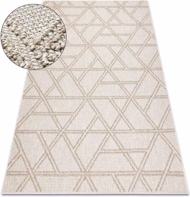 RugsX Origi Geometric Beige Flat Weave Rug, W: 60 cm, D: 100 cm