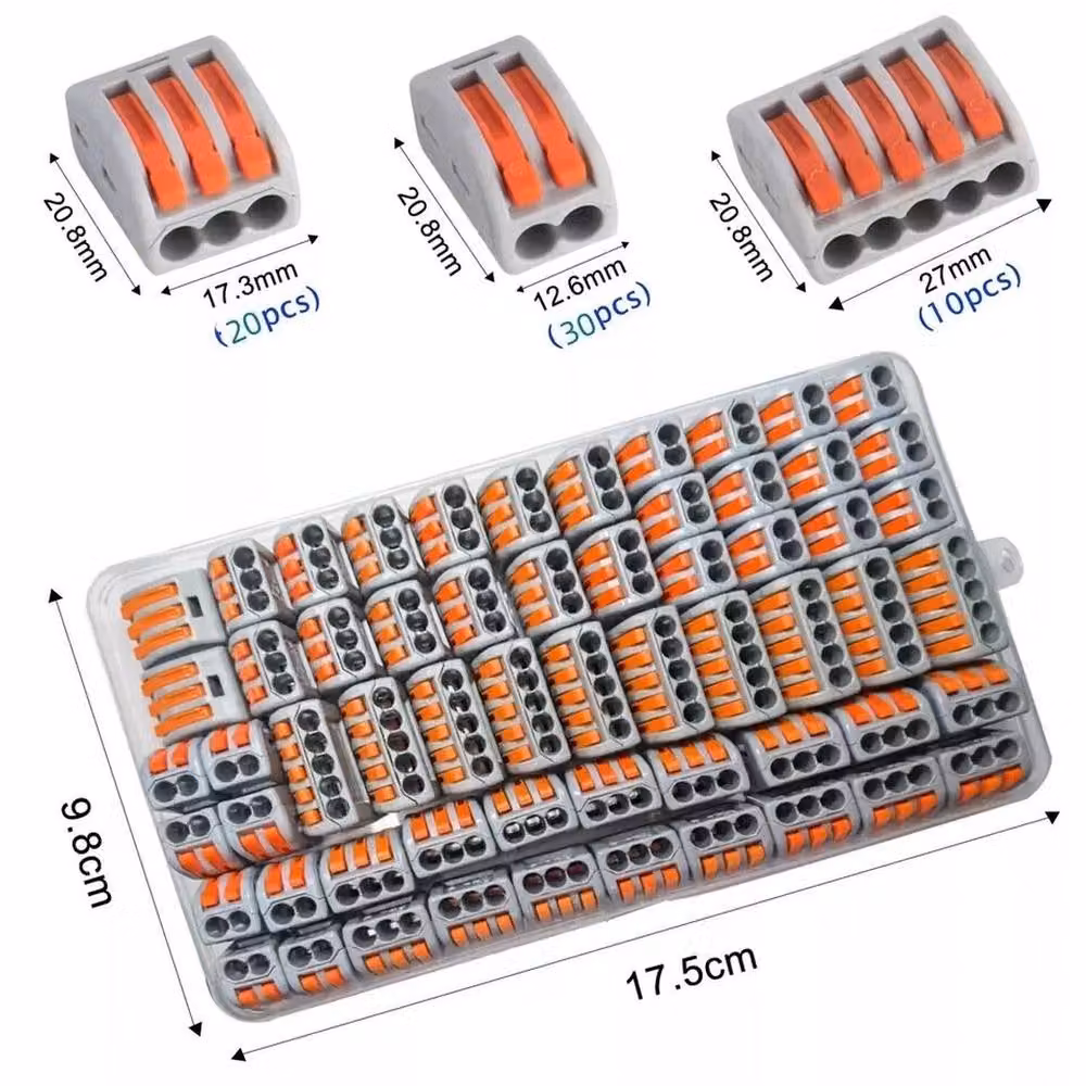 Kelvenix 60pc Reusable Electrical Connectors Wire in Grey, W/D/H: 1000 cm x 52 cm x 52 cm – 2