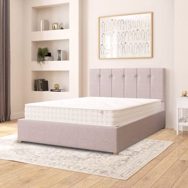Aspire Hepburn Fabric Ottoman Storage Bed, Eire Linen Fabric, Grey, W: 180 cm, D: 200 cm