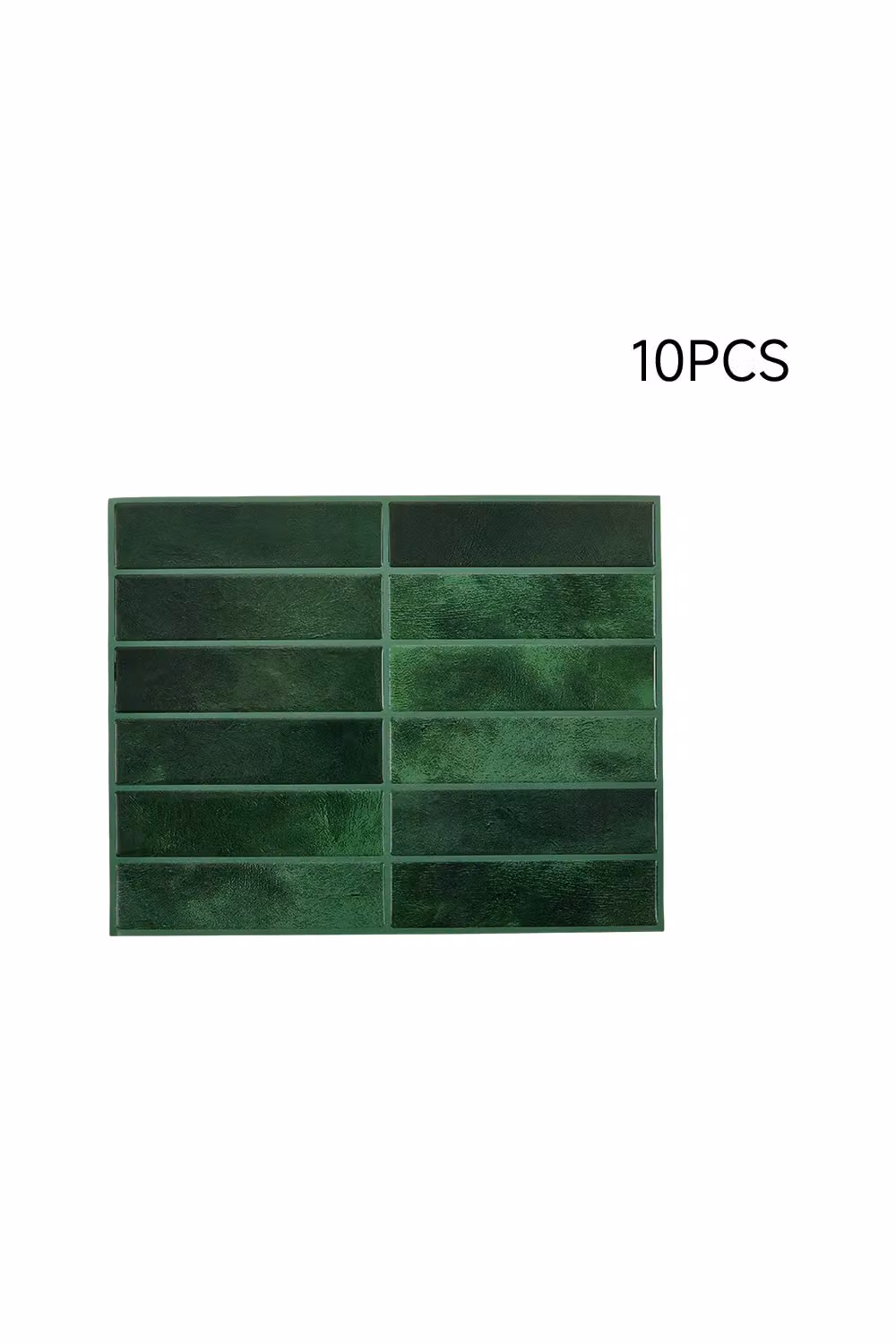 Living and Home 10-Piece 3D Rectangle Straight Pattern Self-Adhesive Wall Tile Stickers in Green – 3