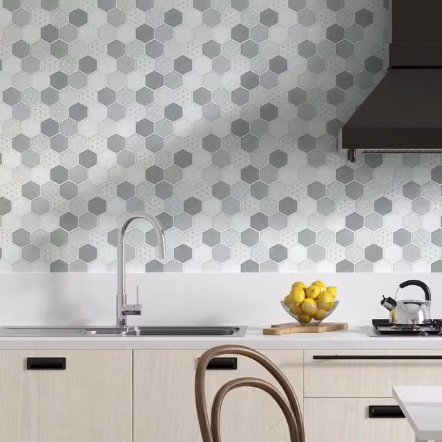 WALPLUS 3D Tile Look Stickers Multipack in Grey and White, Gloss Finish, 24 Pack