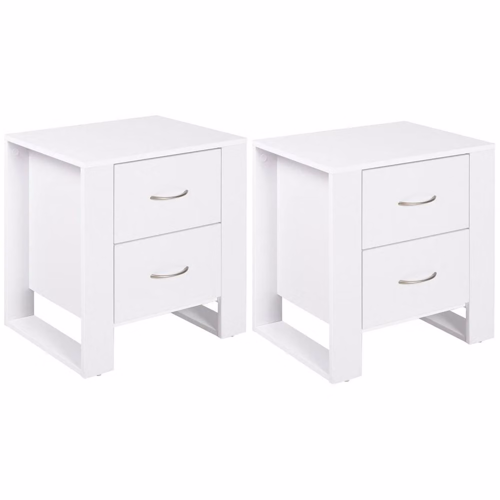 Wyld Haus Sovise Set of 2 White Wooden Bedside Tables with 2 Drawers – 2