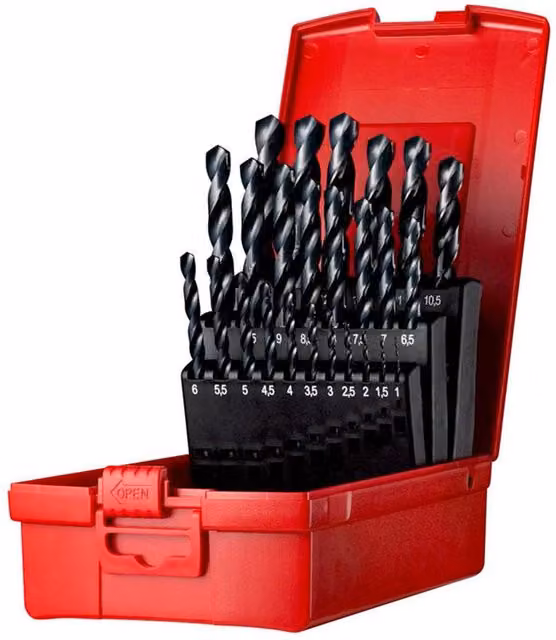 Dormer HSS Twist Drill Bit Set, 25 Pack, Black, Stainless Steel