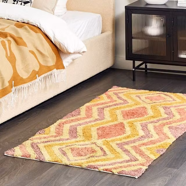 Wyld and Coco Multicolour Hand-Tufted Cotton Abstract Modern Rectangular Rug W: 80 cm, L: 150 cm