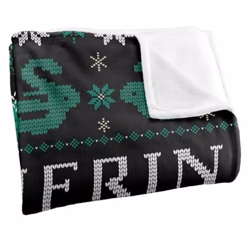 LOGOVISION Harry Potter Slytherin Ugly Christmas Sweater Throw Blanket, Multicolour and White, W/D/H: 152 x 127 cm – 2
