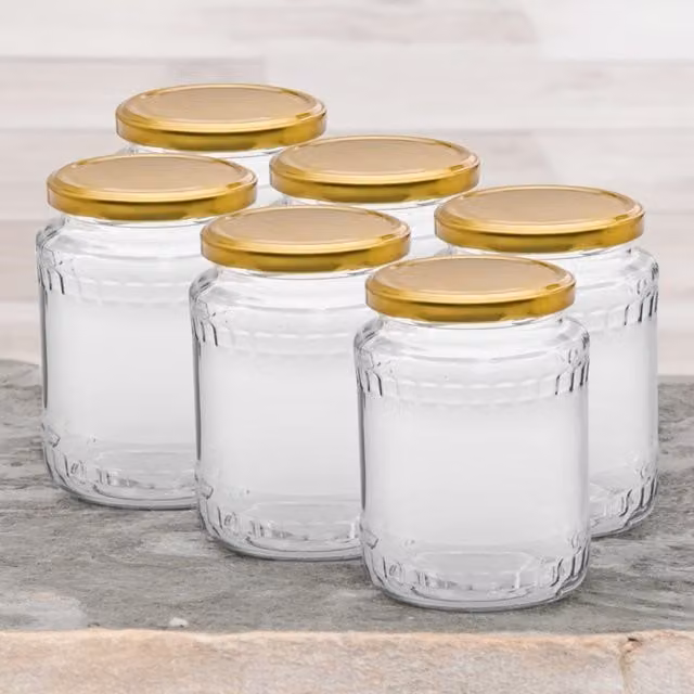 Trans-Pal Set of 6 Transparent Glass Storage Jars with Screw Lids