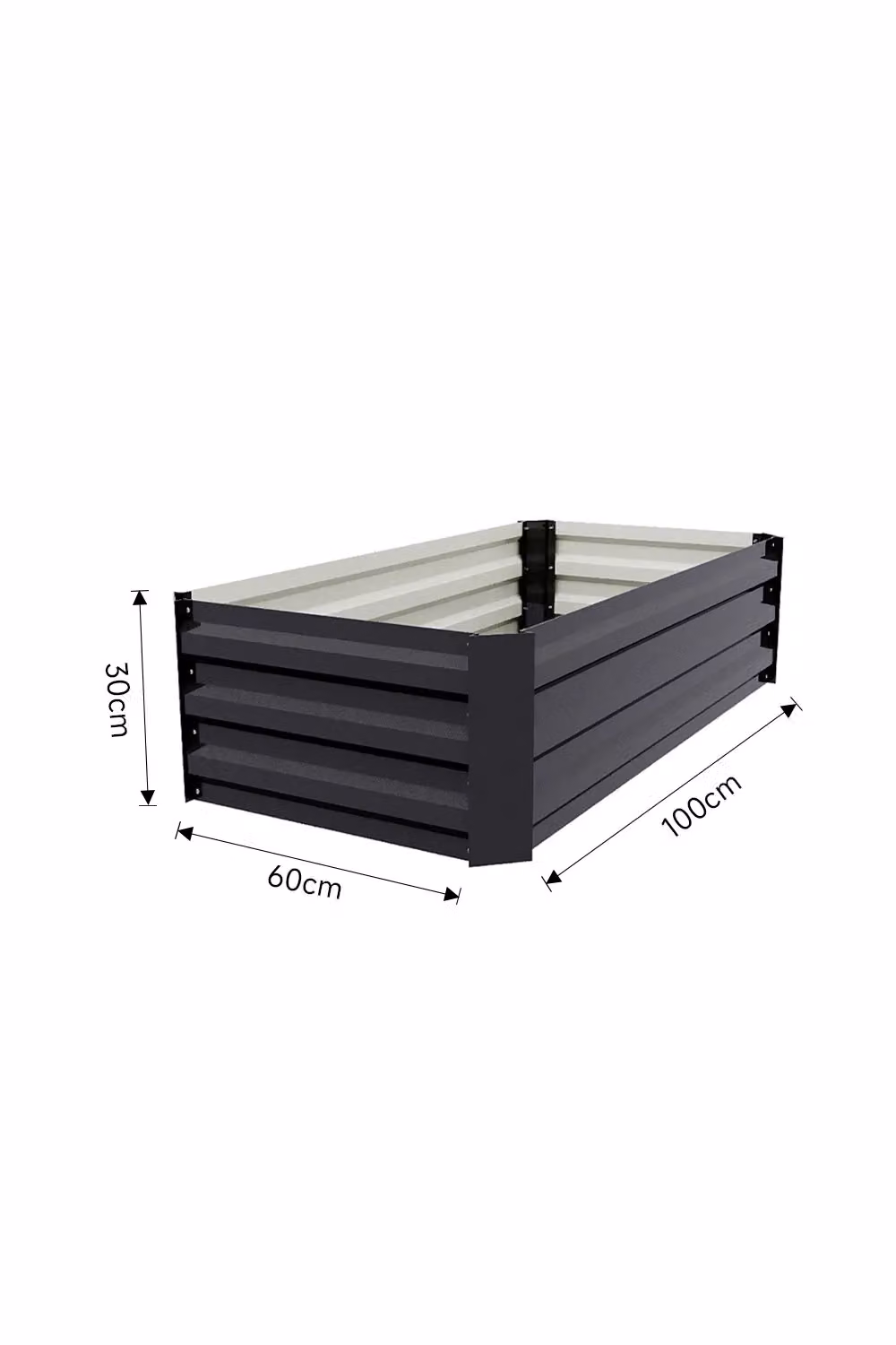 Living and Home Black Galvanised Steel Rectangular Elevated Garden Bed Planter Box, W/D/H: 100.584 x 60.0 x 30.0 cm – 3