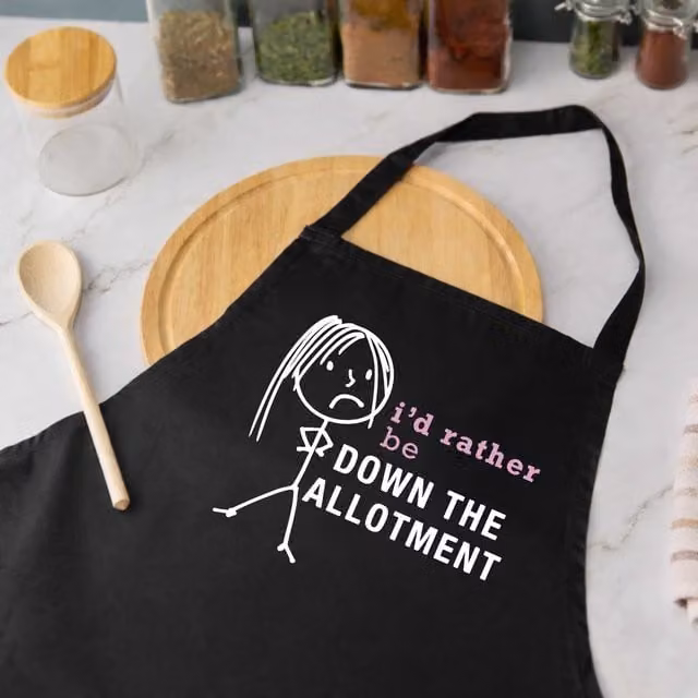 60 Second Makeover Women's I'd Rather Be Down The Allotment Apron in Black