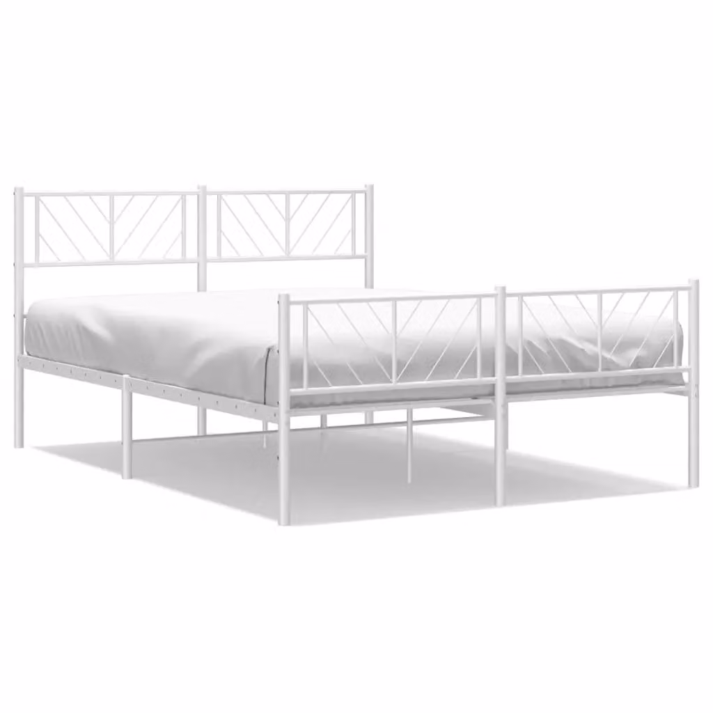Berkfield Home Metal Bed Frame with Headboard and Footboard in White, W/D/H: 150 x 200 cm – 2