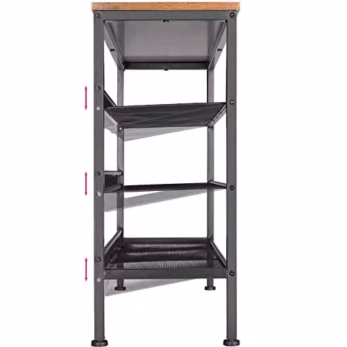 tectake 4-Tier Shoe Rack with Adjustable Shelves and Black Metal Frame in Brown and Black, W/D/H: 75.5 x 30.5 x 69.5 cm – 6