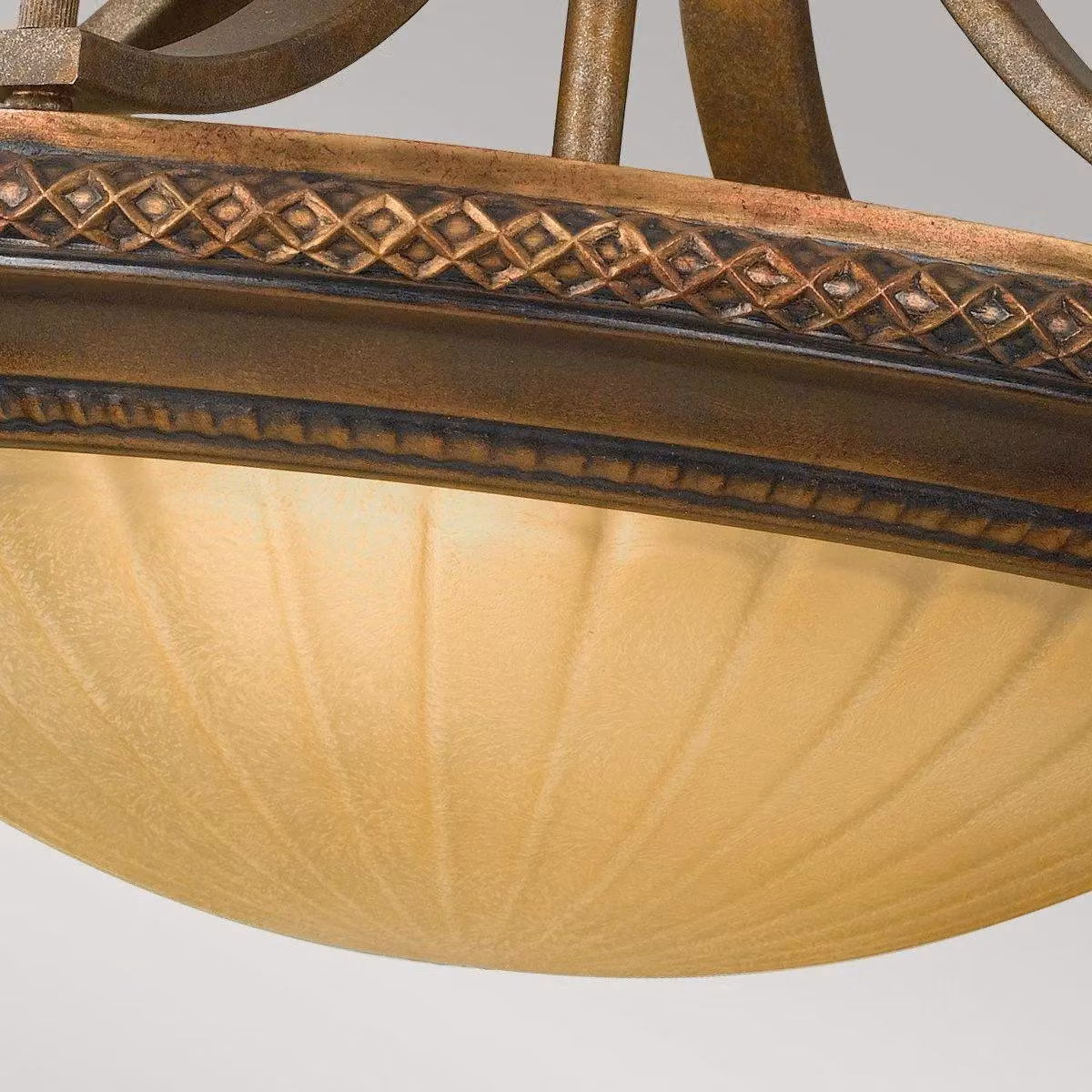 Netlighting Kelham Hall 2 Light Semi Flush Ceiling Light in Gold Bronze and Brown with Glass Shades and E27 Base – 3