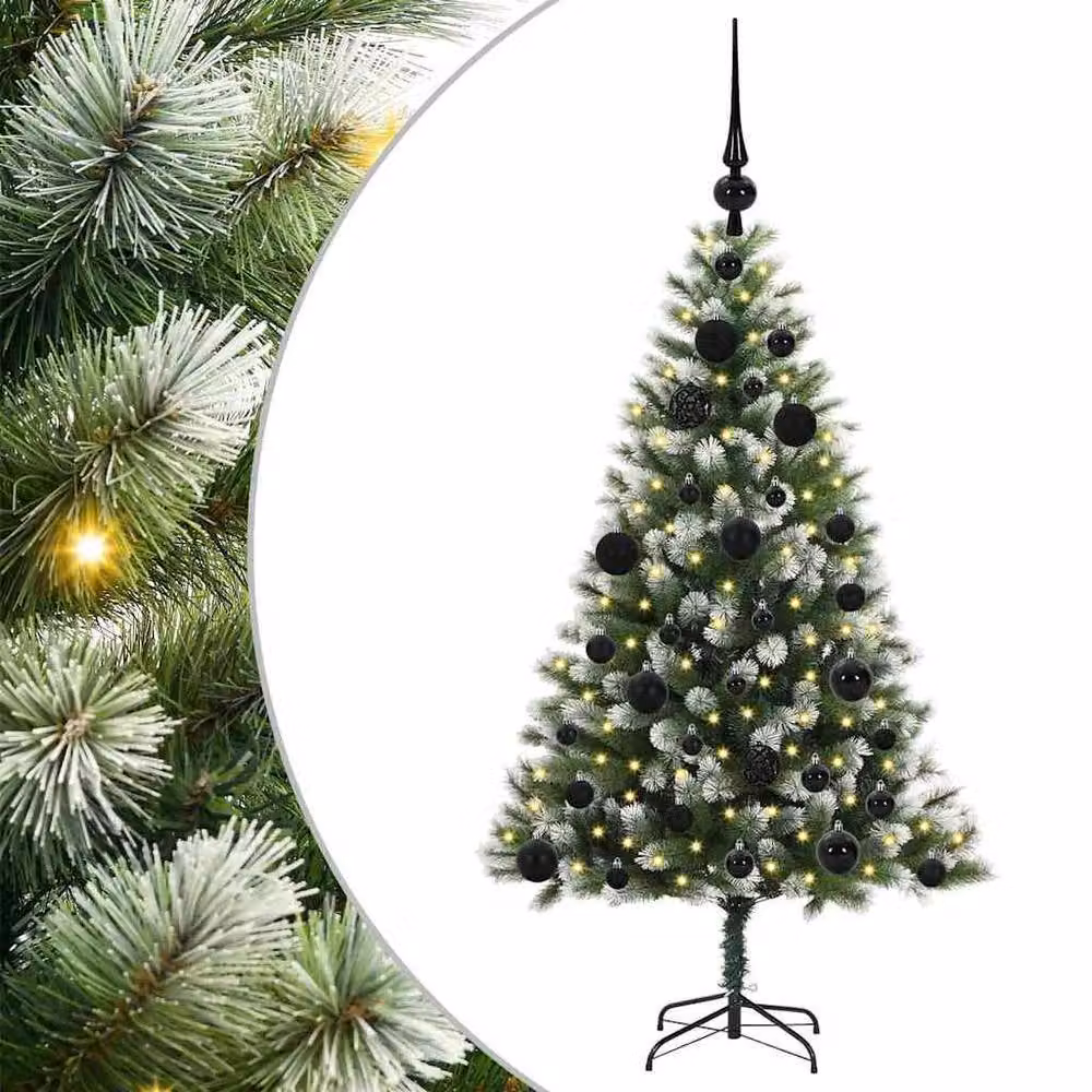 Berkfield Home Artificial Hinged Christmas Tree with Flocked Snow, Green, Height: 120 cm – 2
