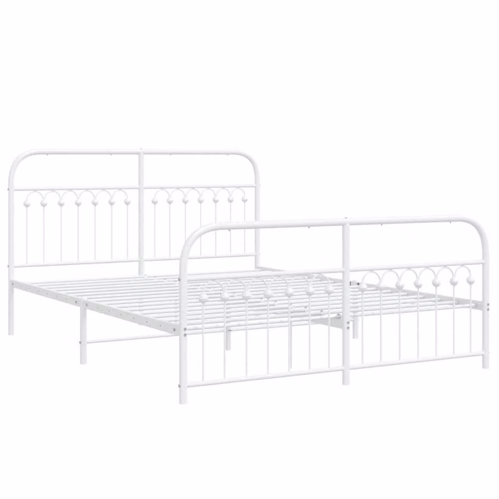 Berkfield Home Metal Bed Frame with Footboard, White, W/D/H: 150 x 200 cm – 3