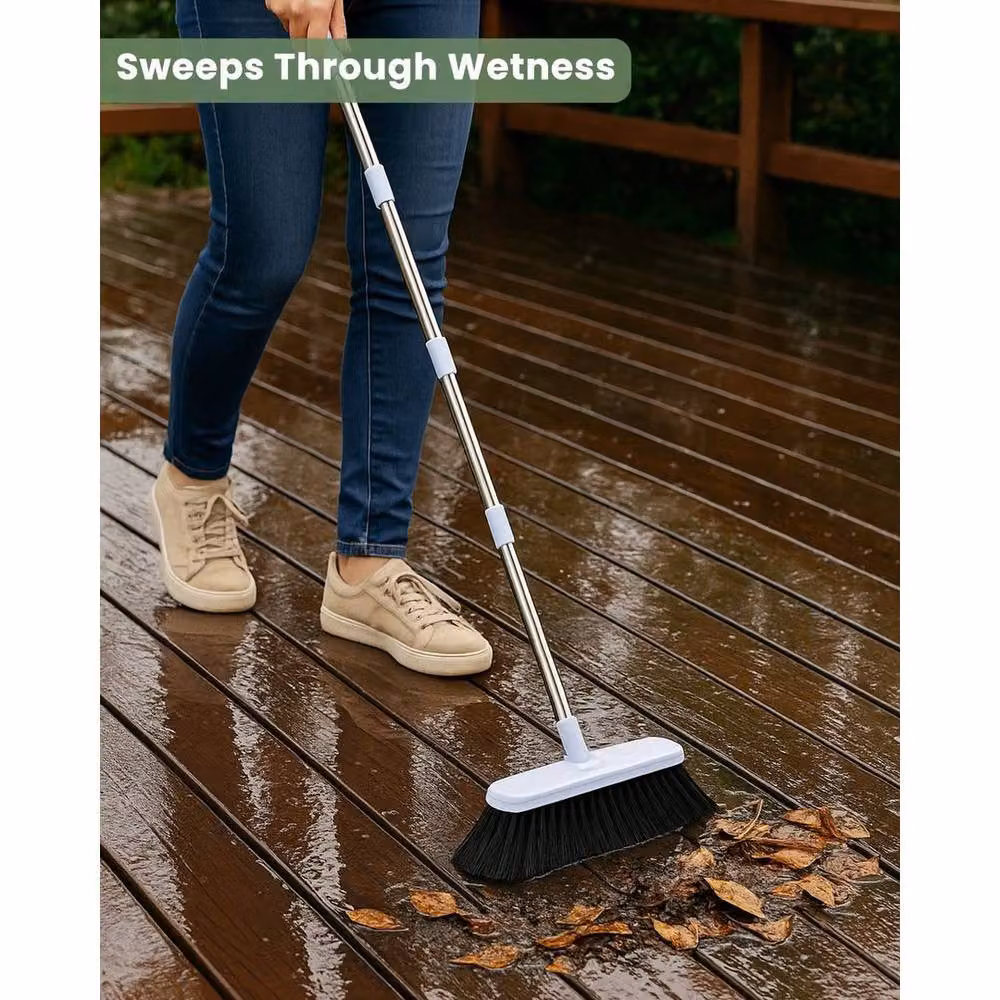 SPETLEK Outdoor Broom with Stainless Steel Telescopic Handle in Silver – 4