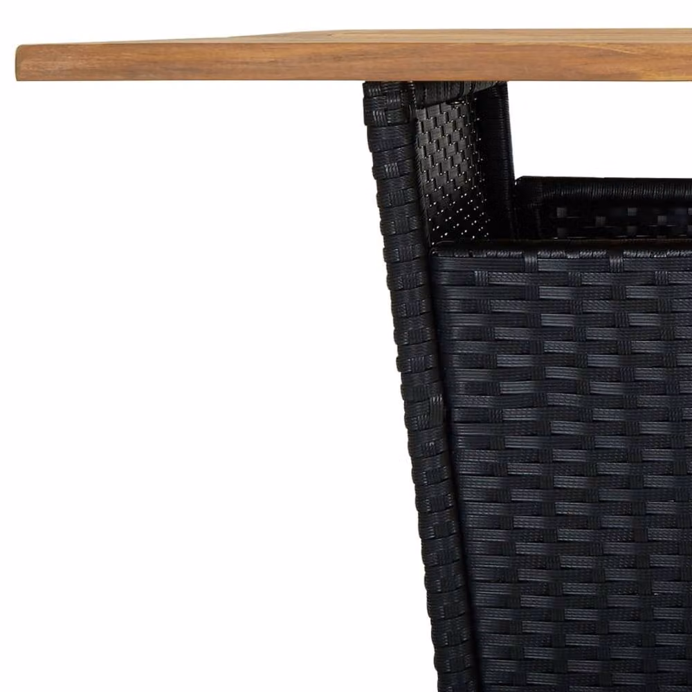 Berkfield Black Home Bar Table in Poly Rattan and Solid Acacia Wood, W/D/H: 80 x 80 x 110 cm – 3