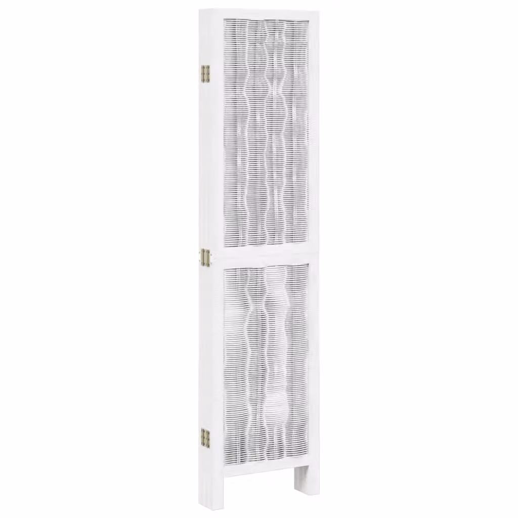 Berkfield Home 6 Panel Room Divider in White Solid Paulownia Wood – 2