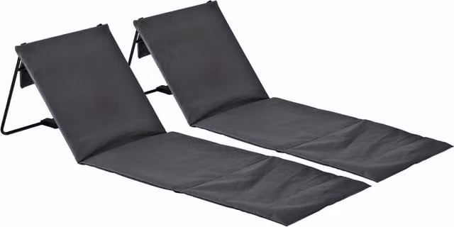 Harbour Housewares Folding Beach Garden Sun Lounger, Grey, Pack of 2