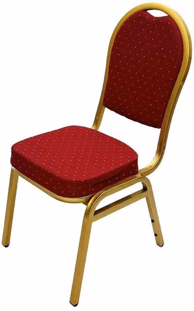 PAWNORA Red Velvet Dotted Banqueting Chairs with Gold Lacquered Metal Frame – 1
