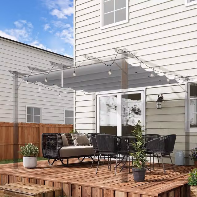 Outsunny Polyester Pergola Shade Cover Replacement in Light Grey, W x W: 300 x 300 cm